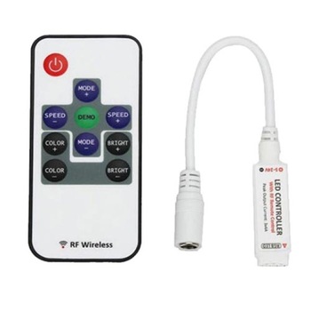 Mini Controler RGB banda LED, 12A 5V-24V, cu telecomanda RF Mini Controler RGB banda LED, 12A 5V-24V, cu telecomanda RF