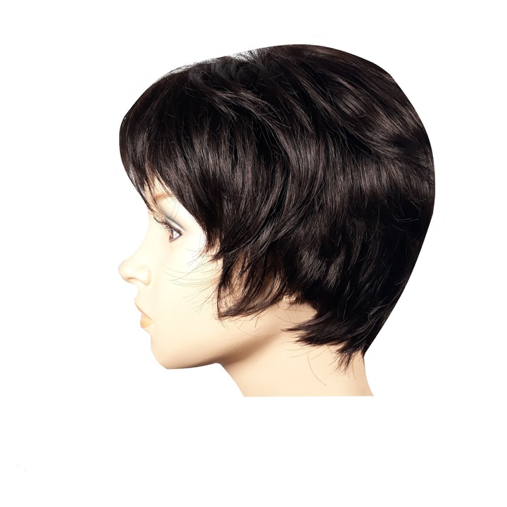 Peruca dama, fibra sintetica, cu aspect natural, Dark Coffee(saten inchis)