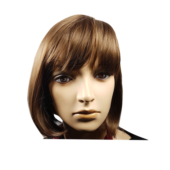 Peruca dama, fibra sintetica, cu aspect natural, castaniu auriu