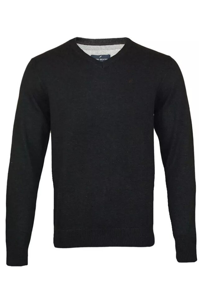 Pulover Barbati Daniel Hechter cu decupaj in V, Gri antracit