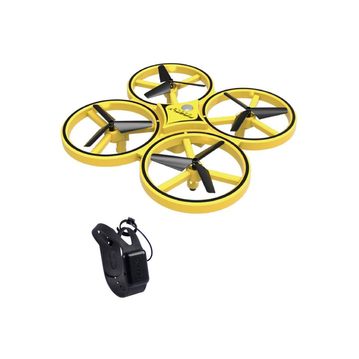 Drona de jucarie FiereflyGravity, Control prin gesturi, Anti Coliziune, Telecomanda tip ceas, Doty