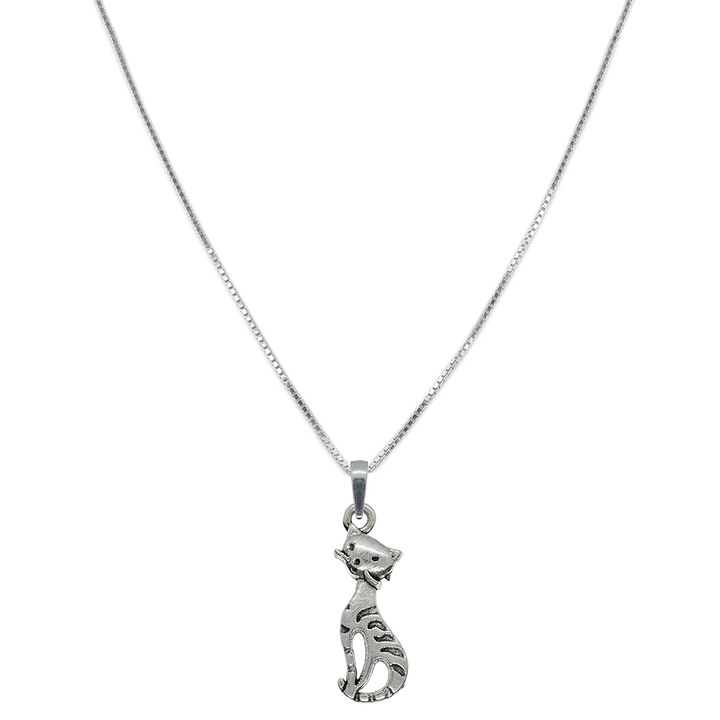 Lantisor argint personalizat pandantiv Pisica 9678VEN370 Dras 6744, Argintiu