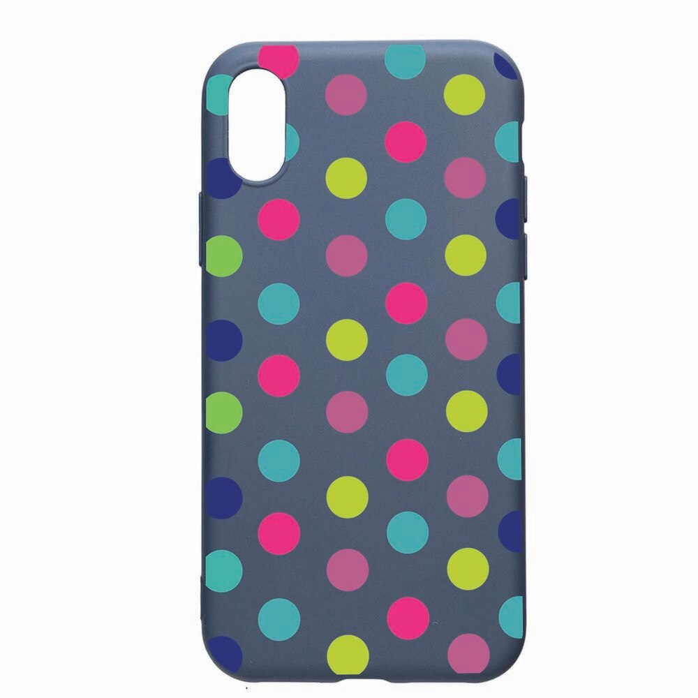 Husa Apple iPhone XR, Dots Color, rezistenta la uzura, anti-alunecare, din silicon Premium, AlaskanBlue, AB61
