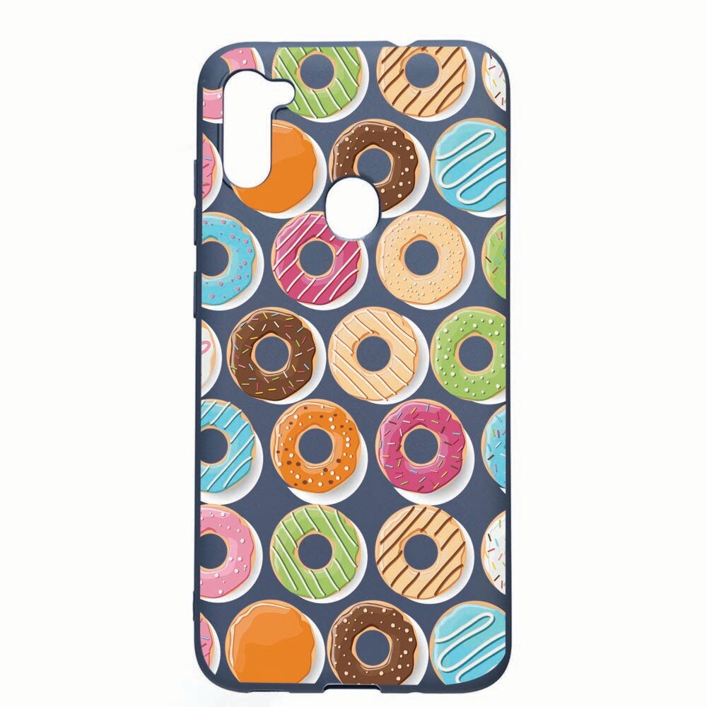 Husa Samsung Galaxy A11, Donuts, rezistenta la uzura, anti-alunecare, din silicon Premium, AlaskanBlue, AB66