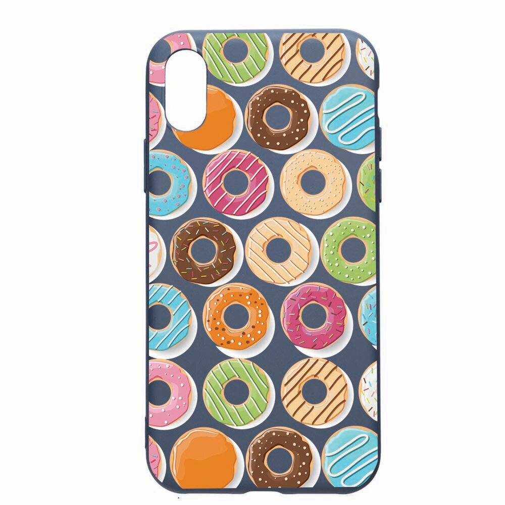 Husa Apple iPhone XS / X, Donuts, rezistenta la uzura, anti-alunecare, din silicon Premium, AlaskanBlue, AB66