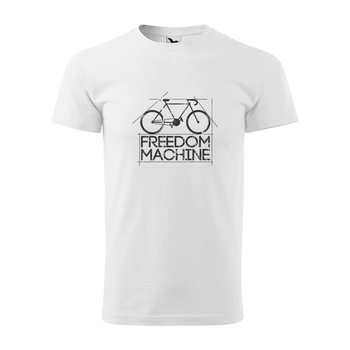 Tricou alb barbati, idee de cadou, pentru biciclisti, Freedom Machine, marime S