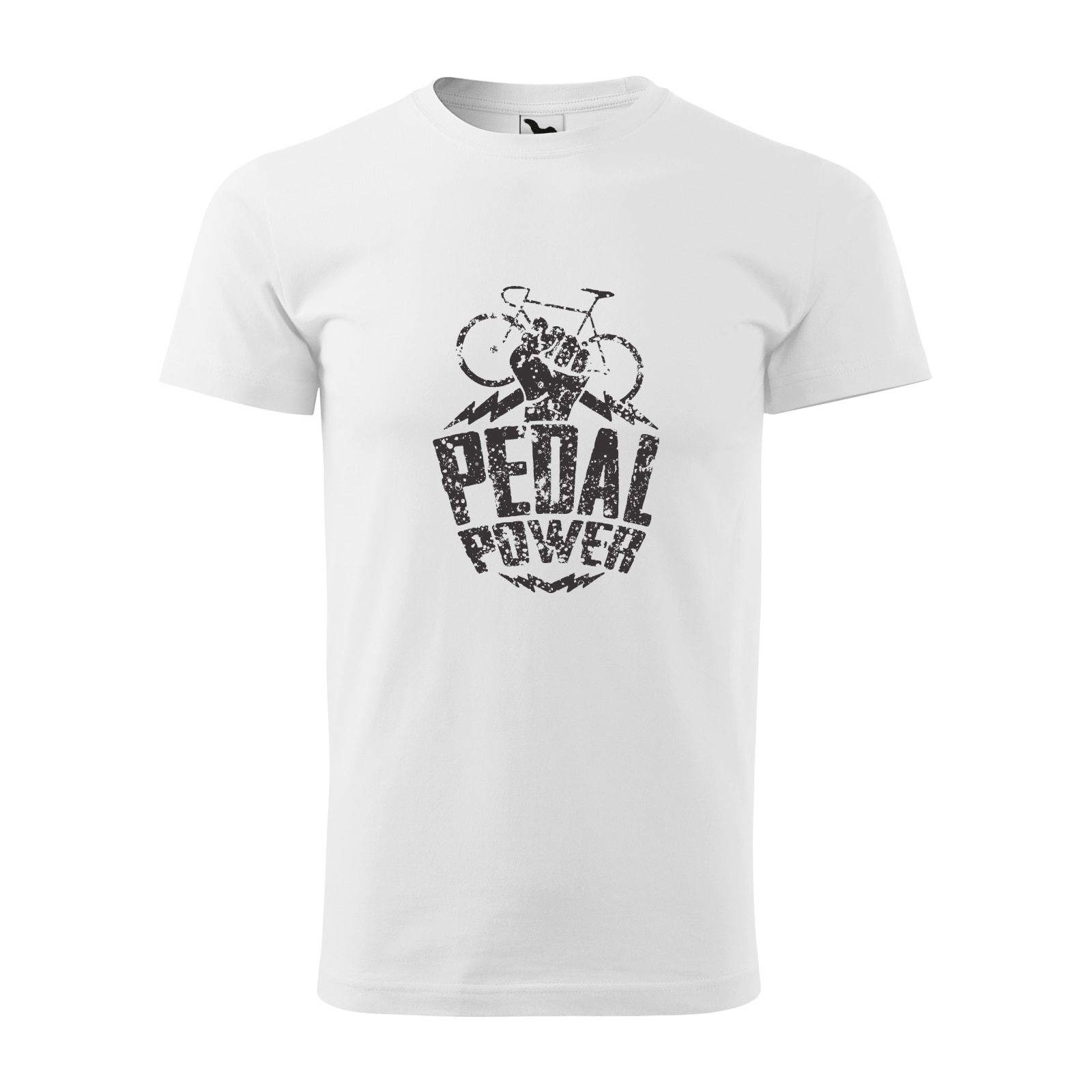 Tricou alb barbati, idee de cadou, pentru biciclisti, Pedal Power, marime L
