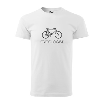Tricou alb barbati, idee de cadou, pentru biciclisti, Cycologist, marime L