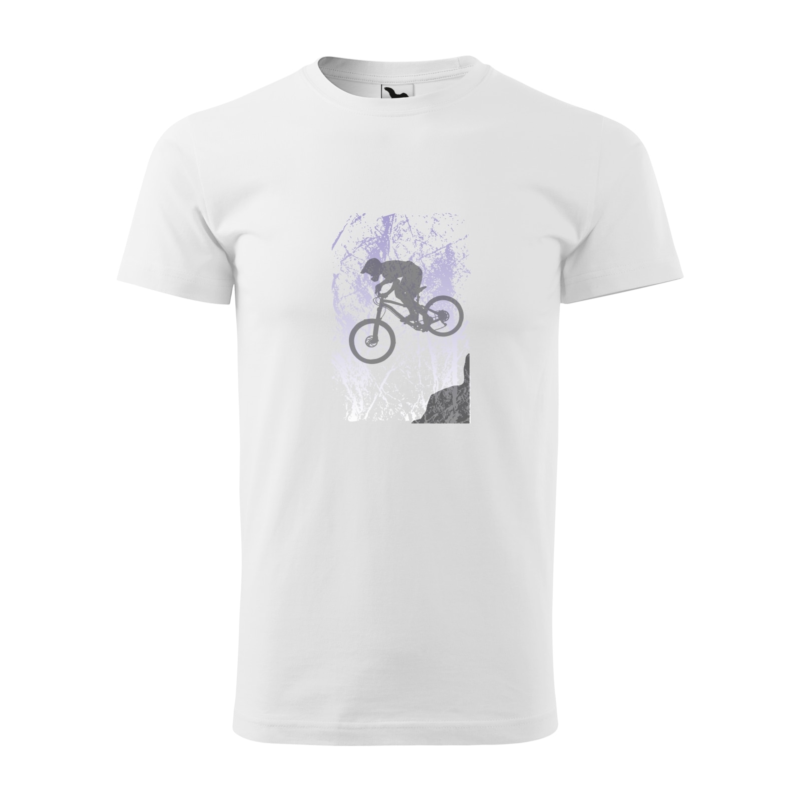 Tricou alb barbati, idee de cadou, pentru biciclisti, Down the Mountain, marime S