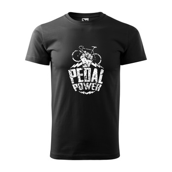 Tricou negru barbati, idee de cadou, pentru biciclisti, Pedal Power, marime XS