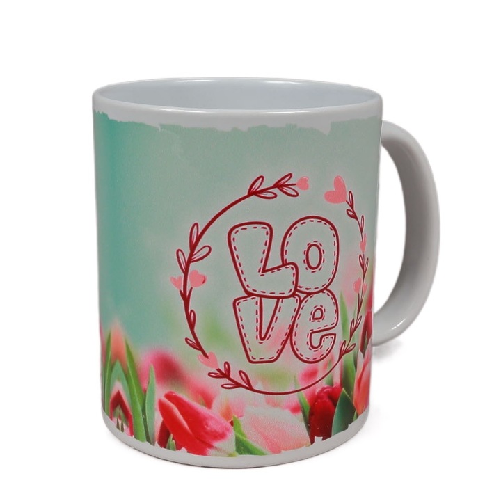 Cana cu lalele, inscriptionata, Love, 300 ml