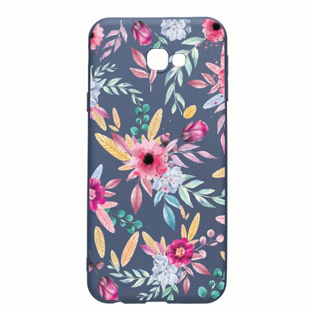 Husa Samsung Galaxy J4 Plus, Happy Flowers, rezistenta la uzura, anti-alunecare, din silicon Premium, AlaskanBlue, AB69