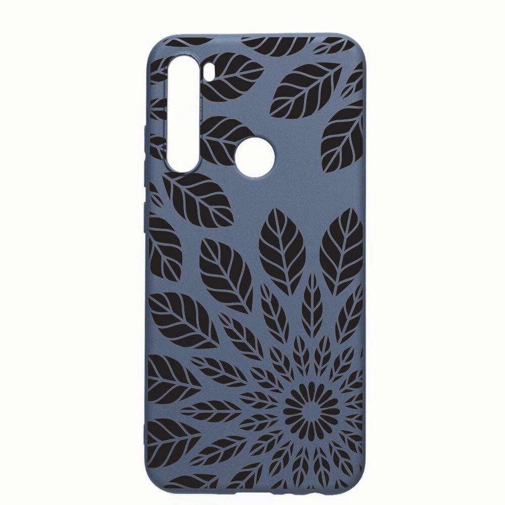 Husa Xiaomi Redmi Note 8T, Black Flower, rezistenta la uzura, anti-alunecare, din silicon Premium, AlaskanBlue, AB76