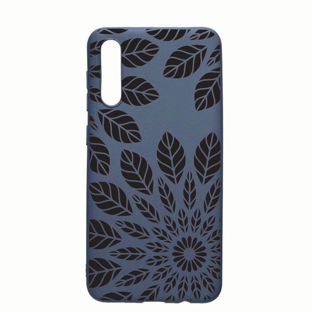 Husa Samsung Galaxy A70, Black Flower, rezistenta la uzura, anti-alunecare, din silicon Premium, AlaskanBlue, AB76