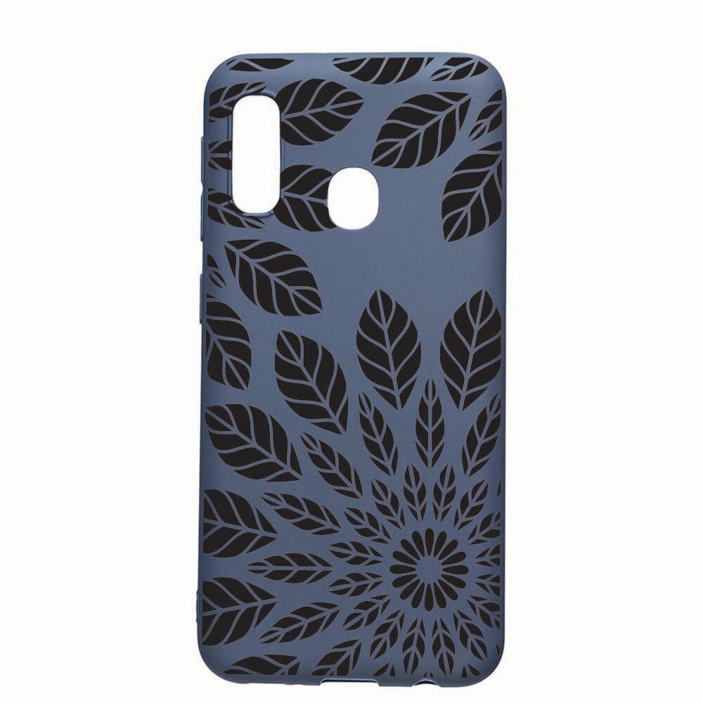 Husa Samsung Galaxy A20e, Black Flower, rezistenta la uzura, anti-alunecare, din silicon Premium, AlaskanBlue, AB76