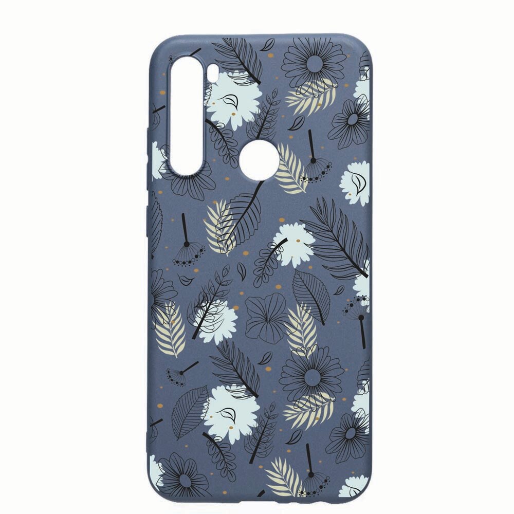 Husa Xiaomi Redmi Note 8, Flowers, rezistenta la uzura, anti-alunecare, din silicon Premium, AlaskanBlue, AB81