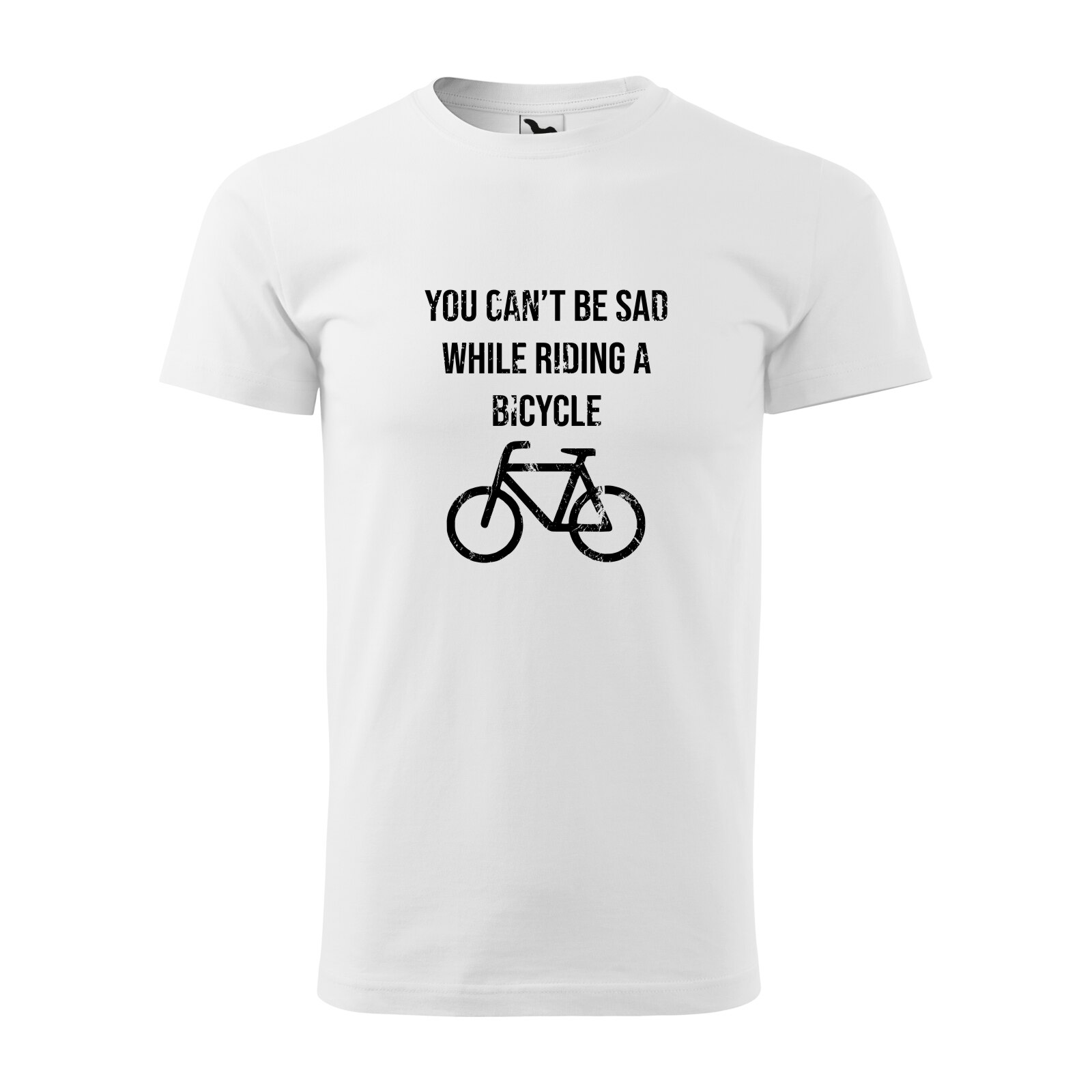 Tricou alb barbati, idee de cadou, pentru biciclisti, Cant be Sad, marime S