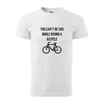 Tricou alb barbati, idee de cadou, pentru biciclisti, Cant be Sad, marime S