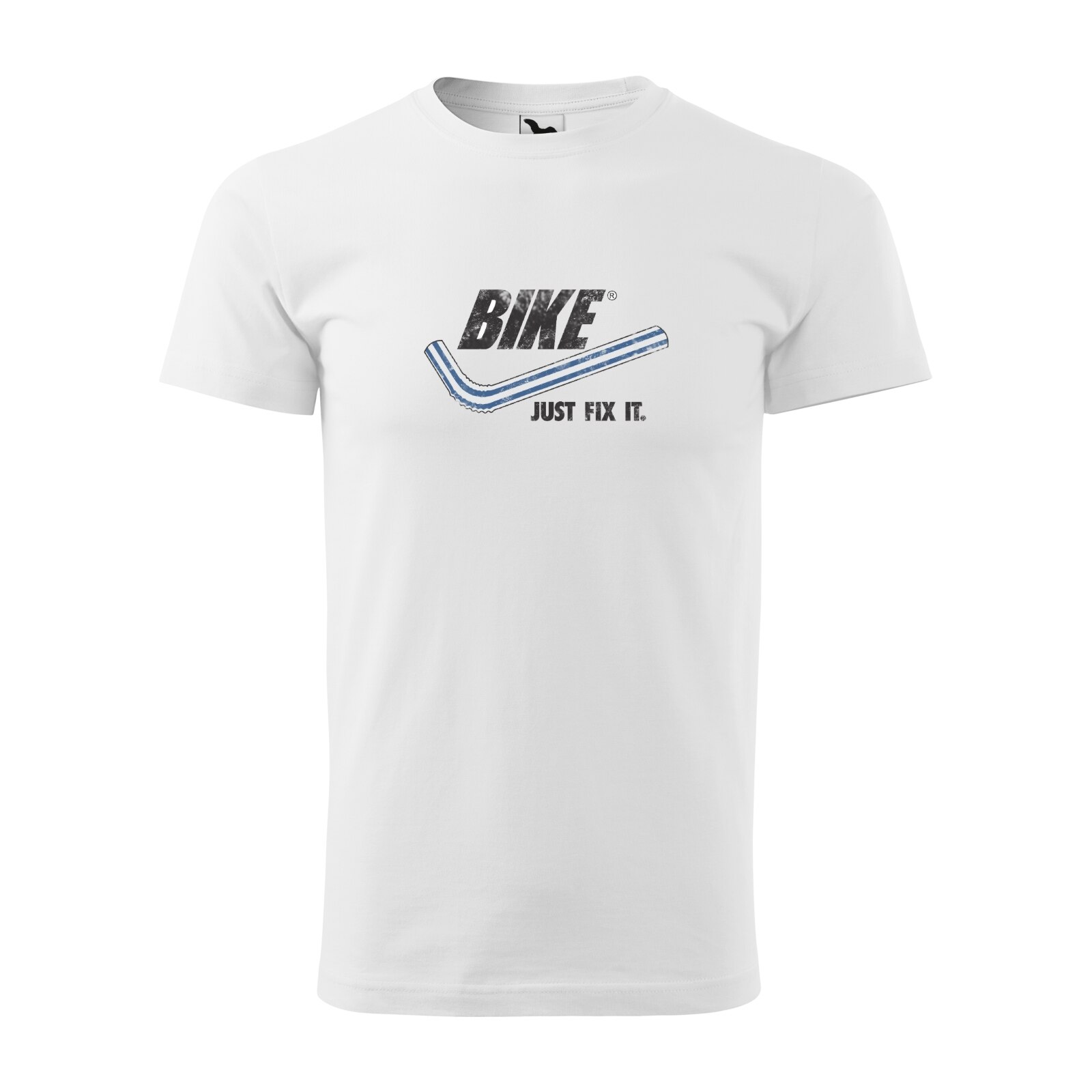 Tricou alb barbati, idee de cadou, pentru biciclisti, Just Fit IT, marime XL