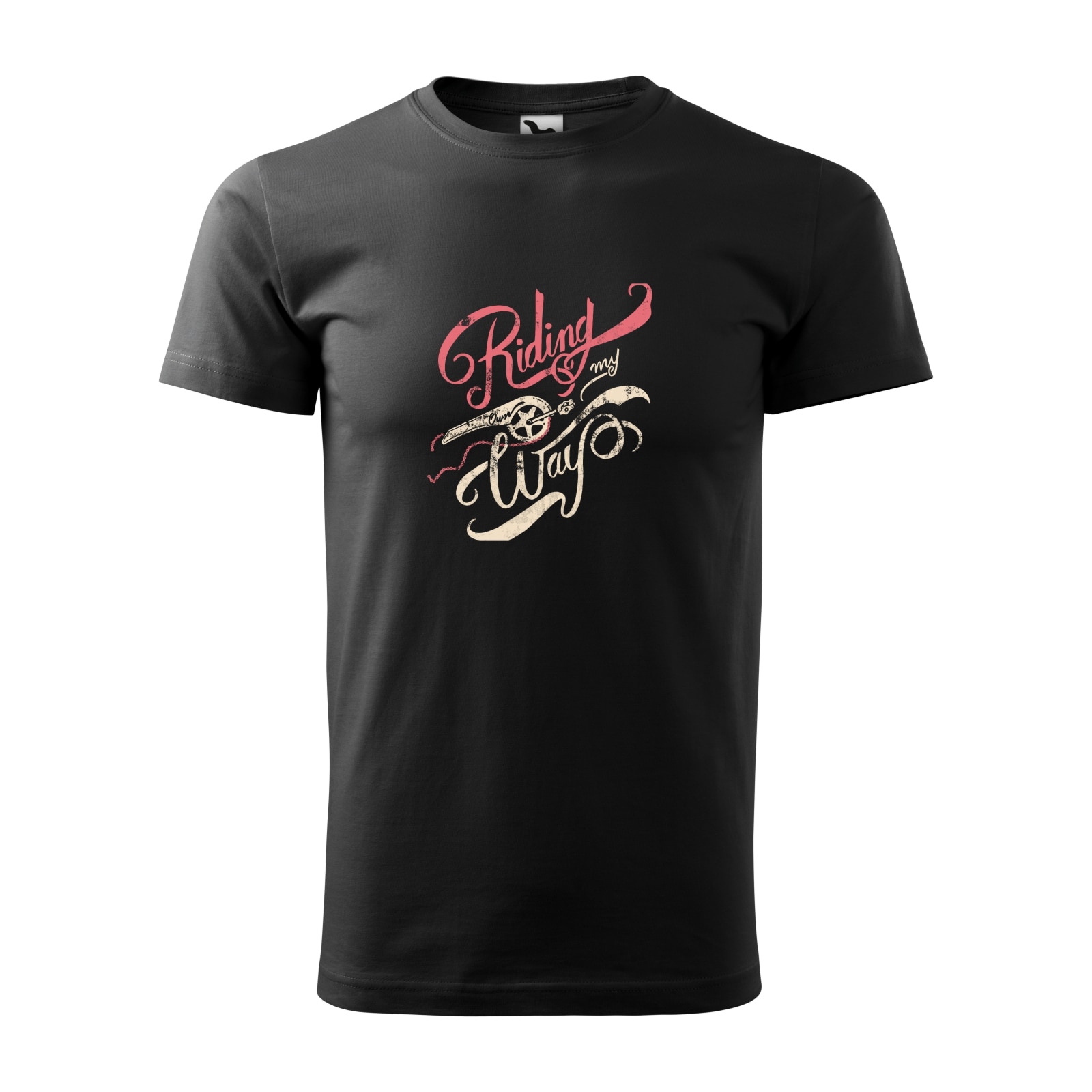 Tricou negru barbati, idee de cadou, pentru biciclisti, Riding my Way, marime L
