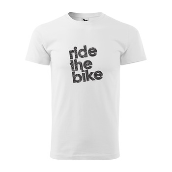 Tricou alb barbati, idee de cadou, pentru biciclisti, Ride the Bike, marime L Tricou alb barbati, idee de cadou, pentru biciclisti, Ride the Bike, marime L