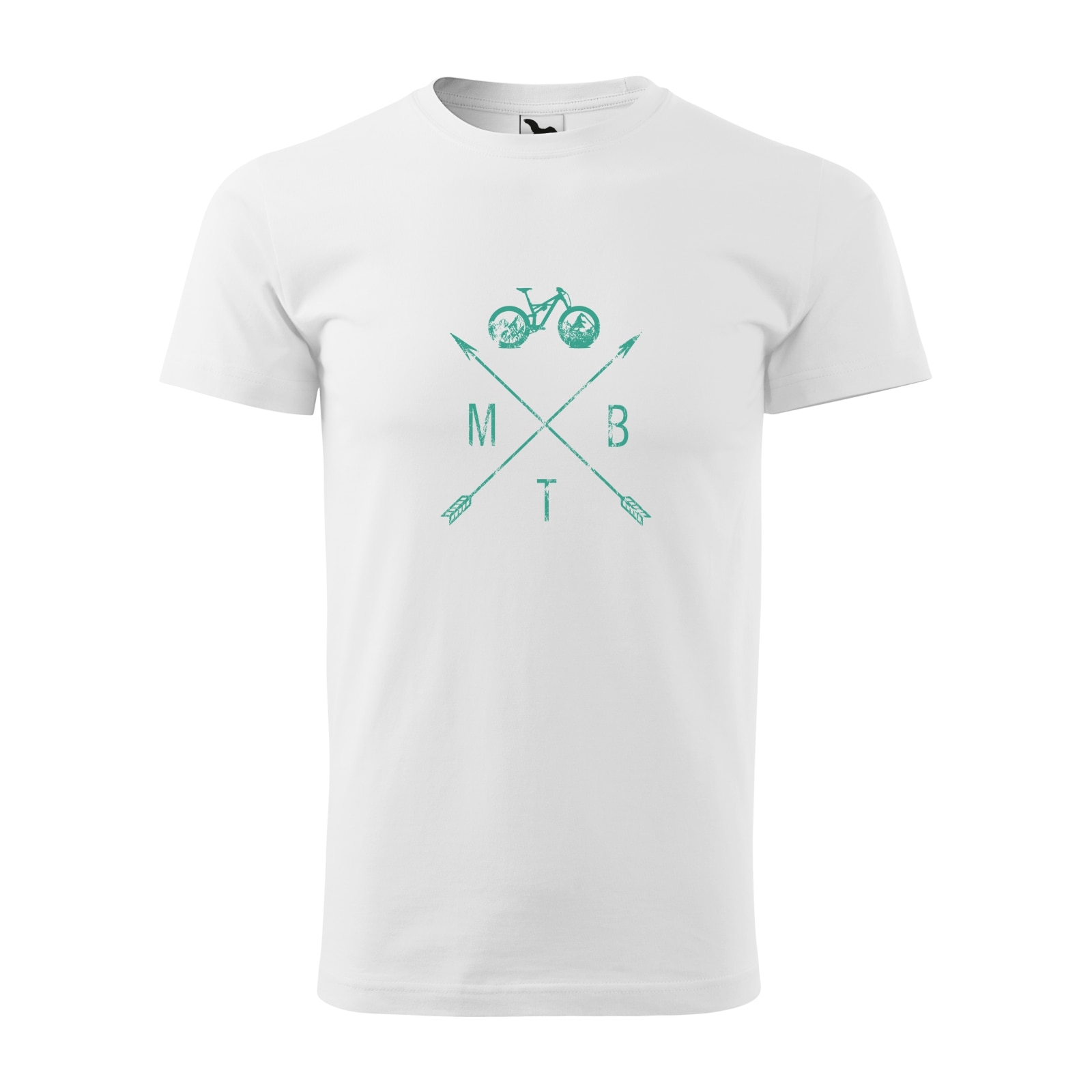 Tricou alb barbati, idee de cadou, pentru biciclisti, MTB Arrows, marime S