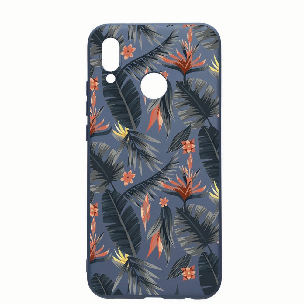 Husa Huawei P20 Lite, Tropical Pattern, rezistenta la uzura, anti-alunecare, din silicon Premium, AlaskanBlue, AB88