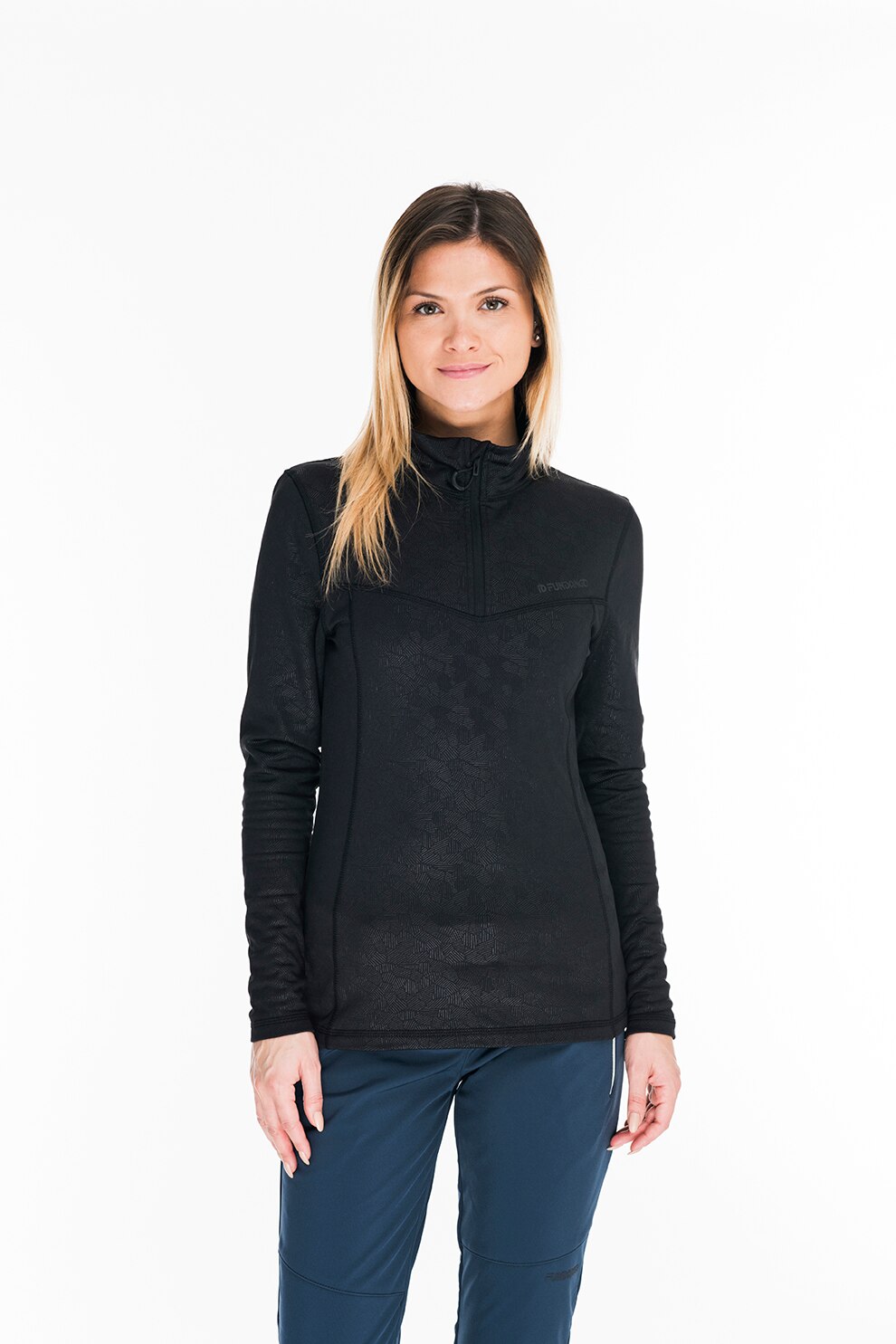 Fundango, Bluza sport cu fermoar, pentru drumetii Vanda, Negru