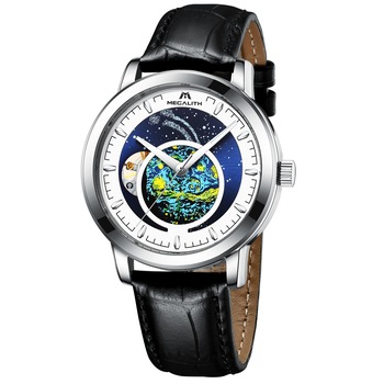 Ceas Megalith 8213M, analog, mecanism automatic, curea din piele naturala, negru Ceas Megalith 8213M, analog, mecanism automatic, curea din piele naturala, negru