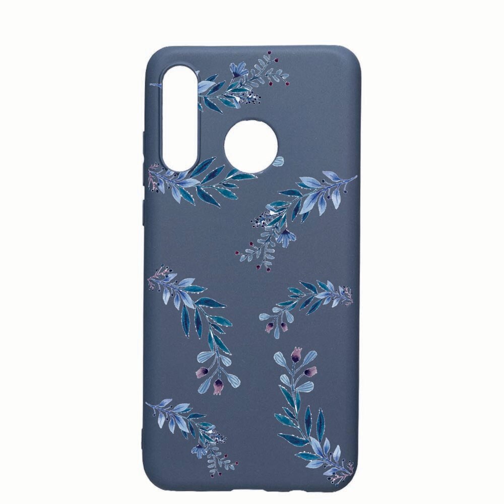 Husa Huawei P30 Lite, Blue Flower, rezistenta la uzura, anti-alunecare, din silicon Premium, AlaskanBlue, AB116