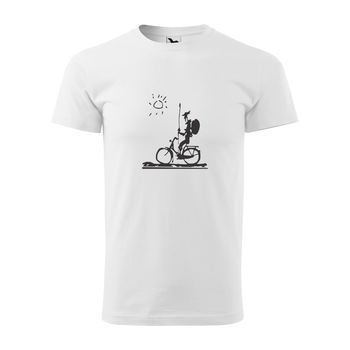 Tricou alb barbati, idee de cadou, pentru biciclisti, Follow the Sun, marime L