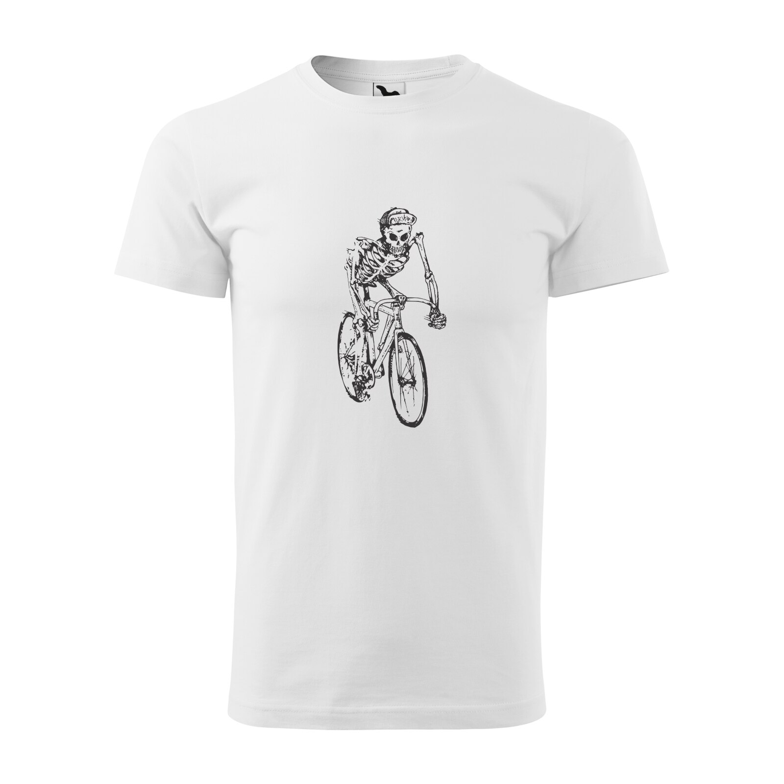 Tricou alb barbati, idee de cadou, pentru biciclisti, Skeleton Biker, marime L