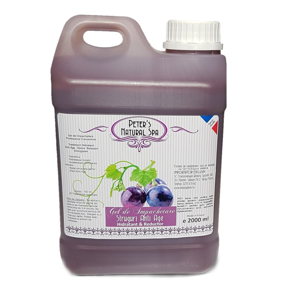 Gel de Impachetare Corporal Anti Age Peters Natural Spa cu Struguri 2000ml