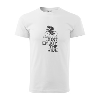 Tricou alb barbati, idee de cadou, pentru biciclisti, Secret of Life, marime XS