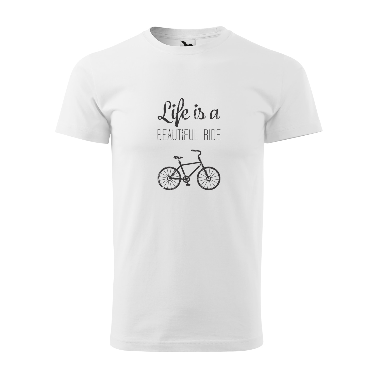 Tricou alb barbati, idee de cadou, pentru biciclisti, Beautiful Ride, marime M
