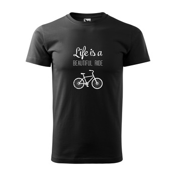 Tricou negru barbati, idee de cadou, pentru biciclisti, Beautiful Ride, marime XS Tricou negru barbati, idee de cadou, pentru biciclisti, Beautiful Ride, marime XS