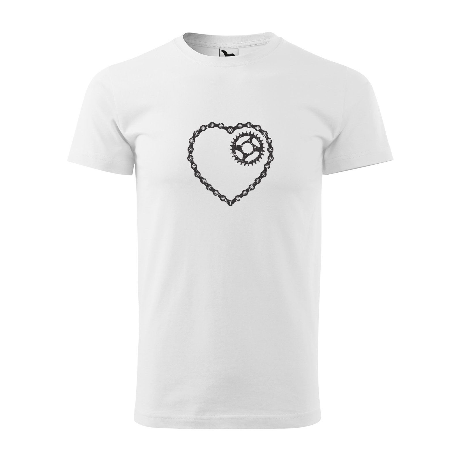 Tricou alb barbati, idee de cadou, pentru biciclisti, Chain Heart, marime S