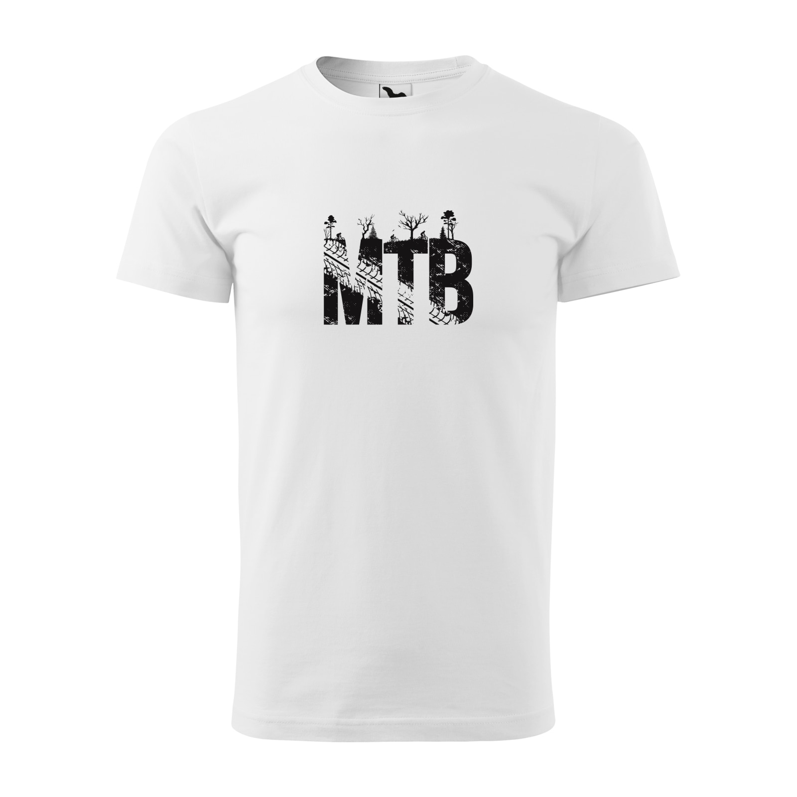Tricou alb barbati, idee de cadou, pentru biciclisti, MTB the Nature, marime L