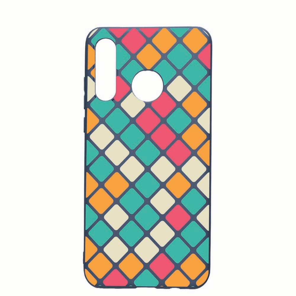 Husa Huawei P30 Lite, Mozaic, rezistenta la uzura, anti-alunecare, din silicon Premium, AlaskanBlue, AB123