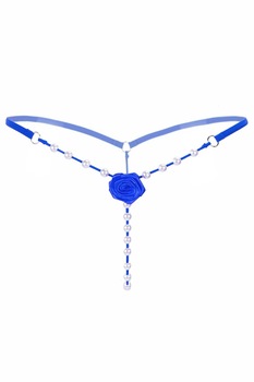 Chiloti Sexy Mini G-string Perle Floral, Albastru, One Size Chiloti Sexy Mini G-string Perle Floral, Albastru, One Size