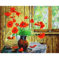 set picturi pe numere acuarello wild poppies 40x50cm culori acrilice pensule panza incadrata pe o rama de lemn imagen 59_0_
0