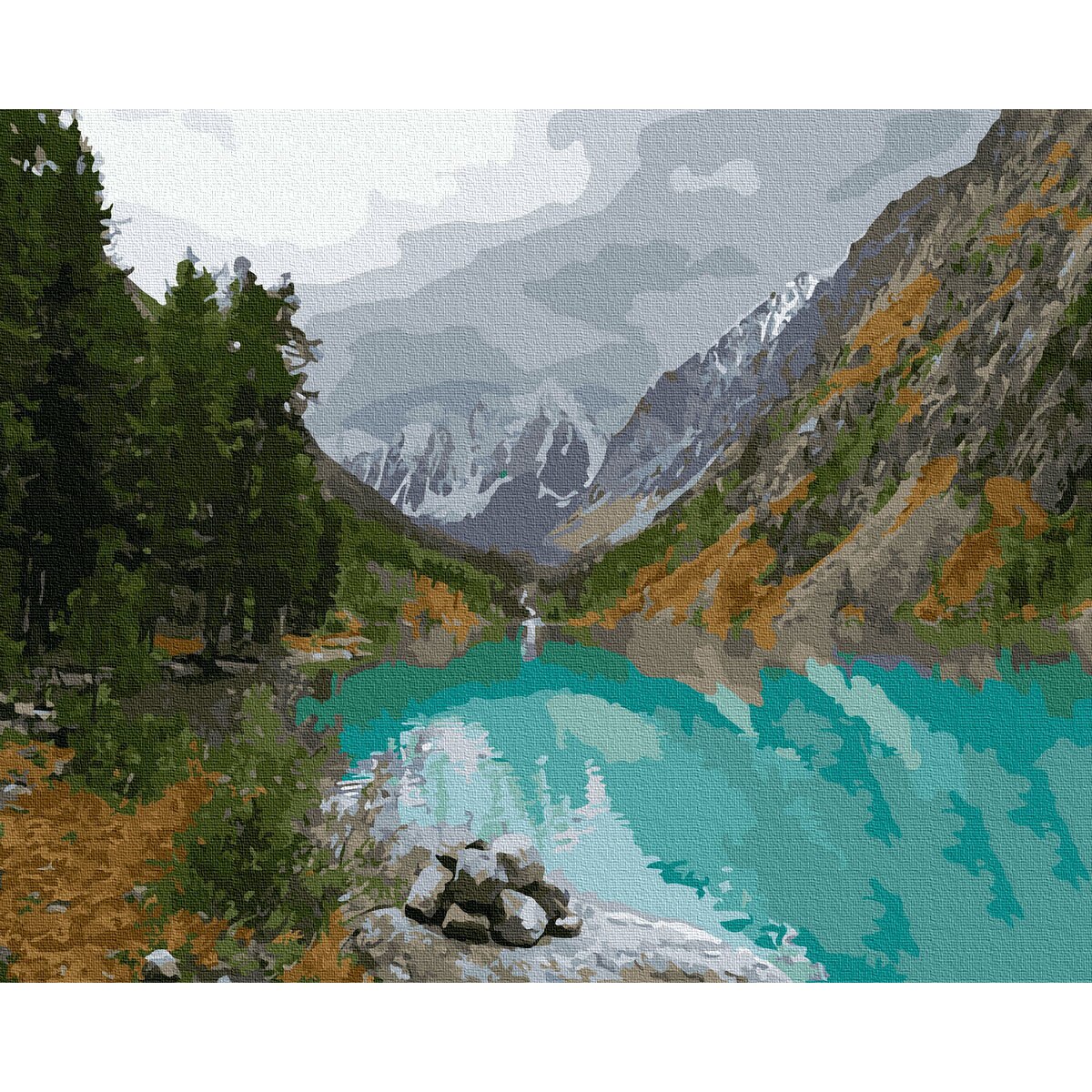 Set picturi pe numere, Acuarello, The Lake, 40x50cm, culori acrilice, pensule, panza incadrata pe o rama de lemn