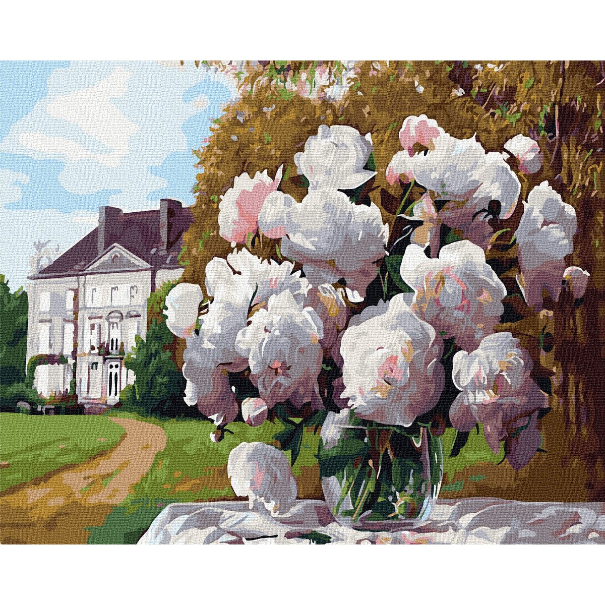 Set Picturi Pe Numere Acuarello Blossom Flowers 40x50cm Culori Acrilice Pensule Panza 