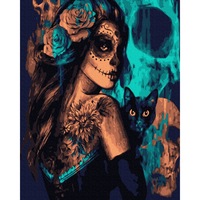 set picturi pe numere acuarello festa de la muerte 40x50cm culori acrilice pensule panza incadrata pe o rama de lemn imagen 12_0_
0