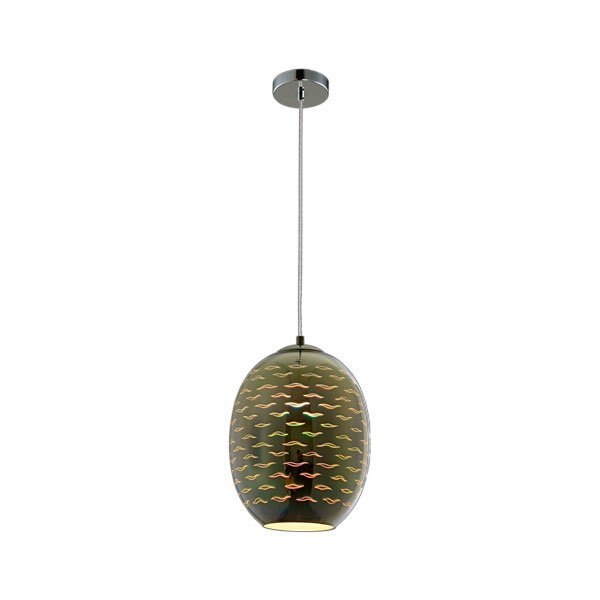 Pendul E27, Optonica, Sticla 3D, Chrome Seagull