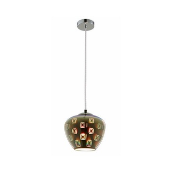 Pendul E27, Optonica, Sticla 3D, 200x165 mm, Chrome Square Pendul E27, Optonica, Sticla 3D, 200x165 mm, Chrome Square