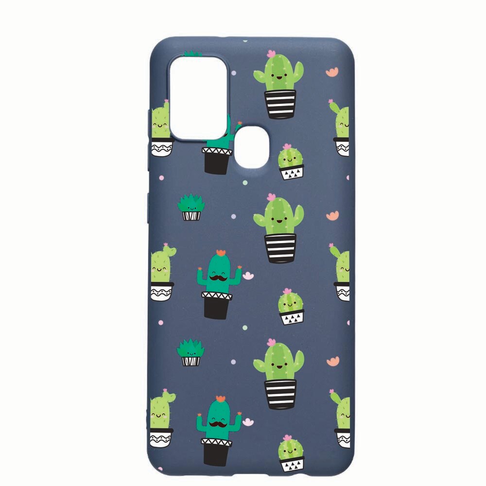 Husa Samsung Galaxy A21s, Cactus, rezistenta la uzura, anti-alunecare, din silicon Premium, AlaskanBlue, AB165