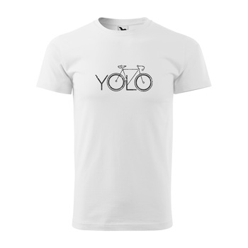 Tricou alb barbati, idee de cadou, pentru biciclisti, YOLO, marime M Tricou alb barbati, idee de cadou, pentru biciclisti, YOLO, marime M