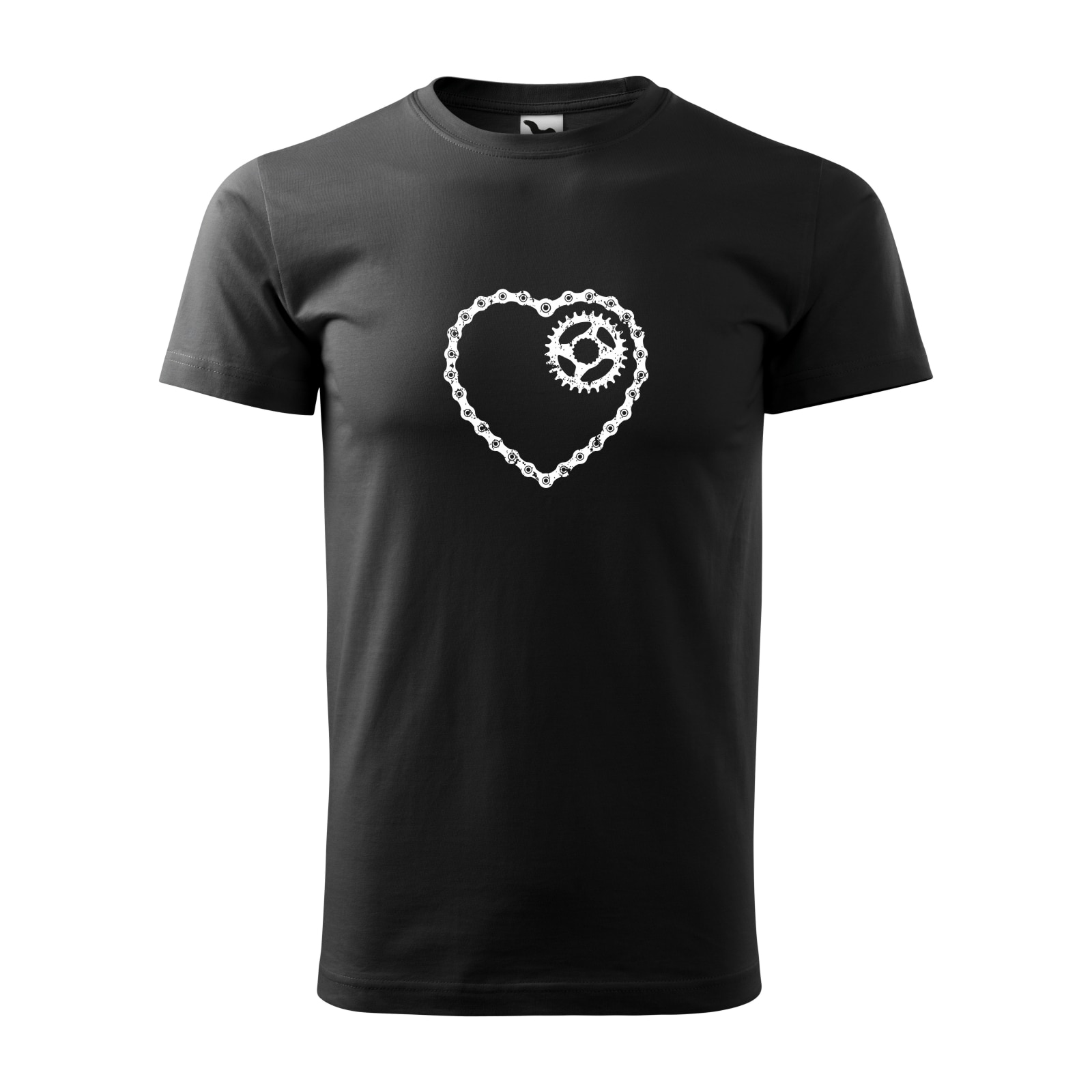Tricou negru barbati, idee de cadou, pentru biciclisti, Chain Heart, marime L