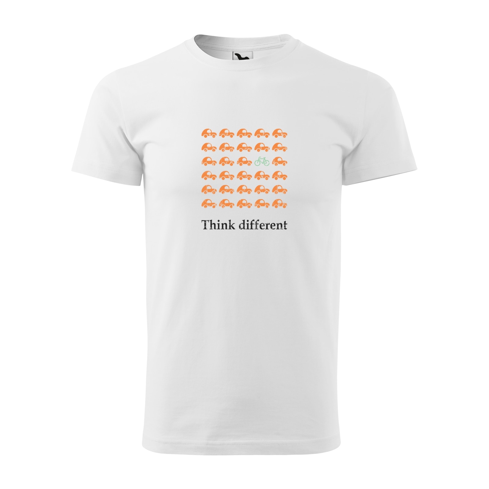 Tricou alb barbati, idee de cadou, pentru biciclisti, Think Different, marime L